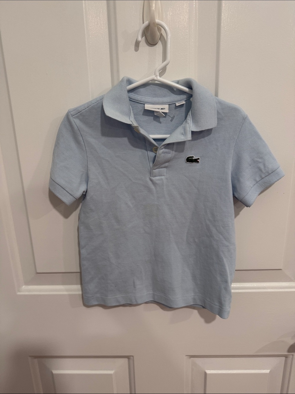Lacoste Kids Short-Sleeve Polo in Pale Blue with Crocodile Logo